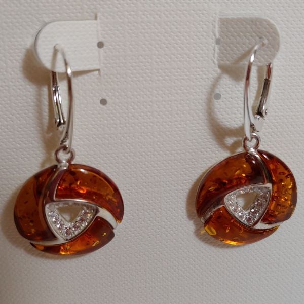 HWG-136 Earrings, Round, Amber with Crystal Center $83 at Hunter Wolff Gallery